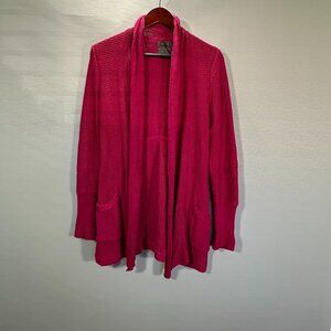 Guinevere Cardigan Sweater Women's Medium Purple Cotton Linen Long Open Rib Cuff